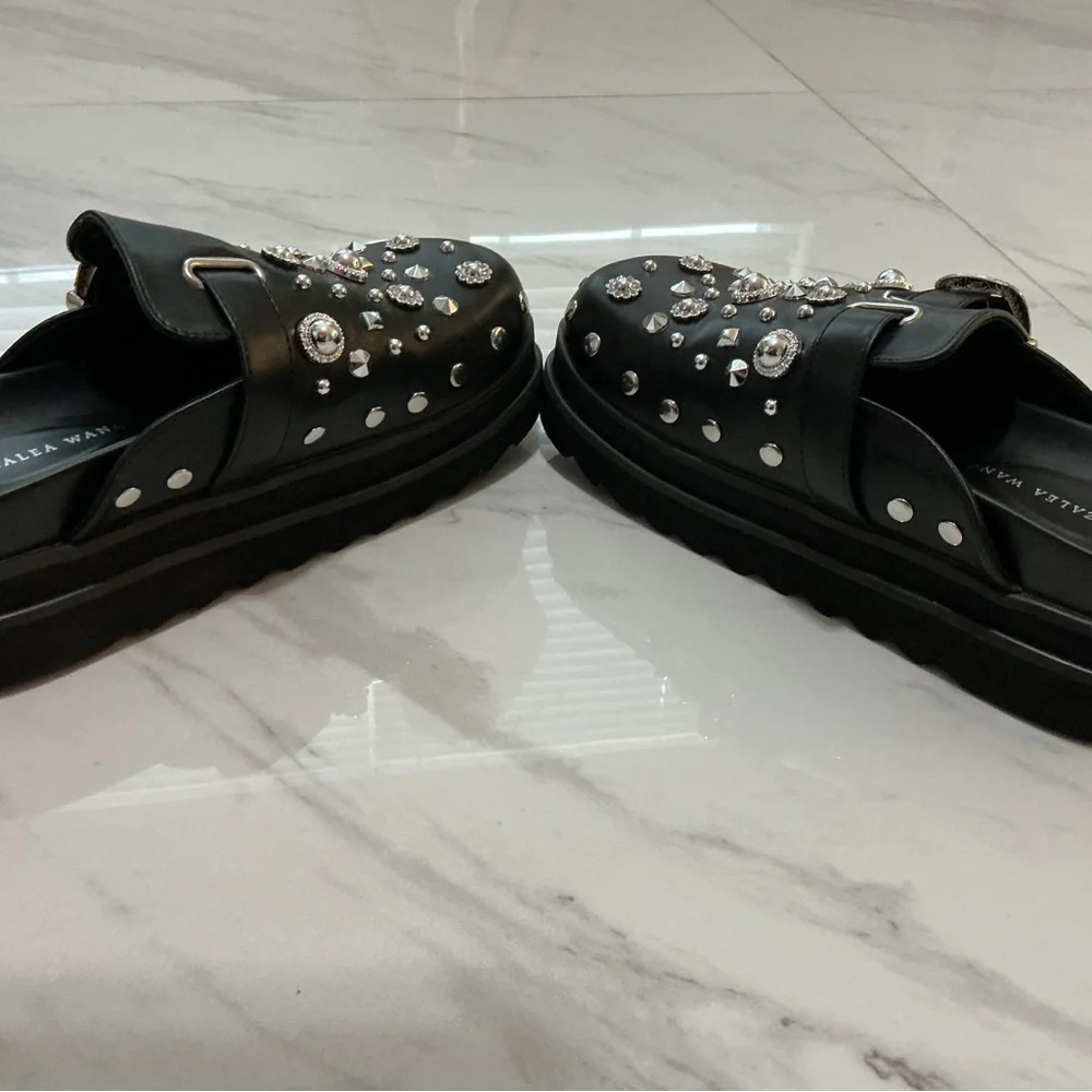 Azalea Wang Black Embellished Clogs - Picture 5 of 7